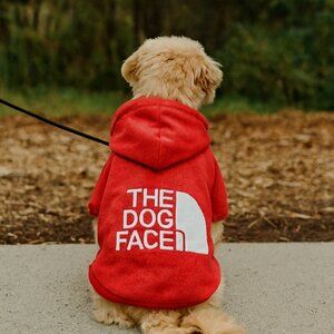 Puppy Pet The Dog Face Red Small Fleece Hoodie Coat Jacket Vest Apparel Clothing